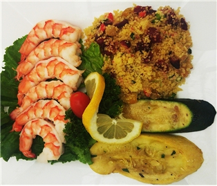 Large Steamed Shrimp, Cous Cous & Grilled Veggies