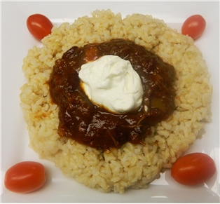 Turkey Chili with Brown Rice & Sour Cream
